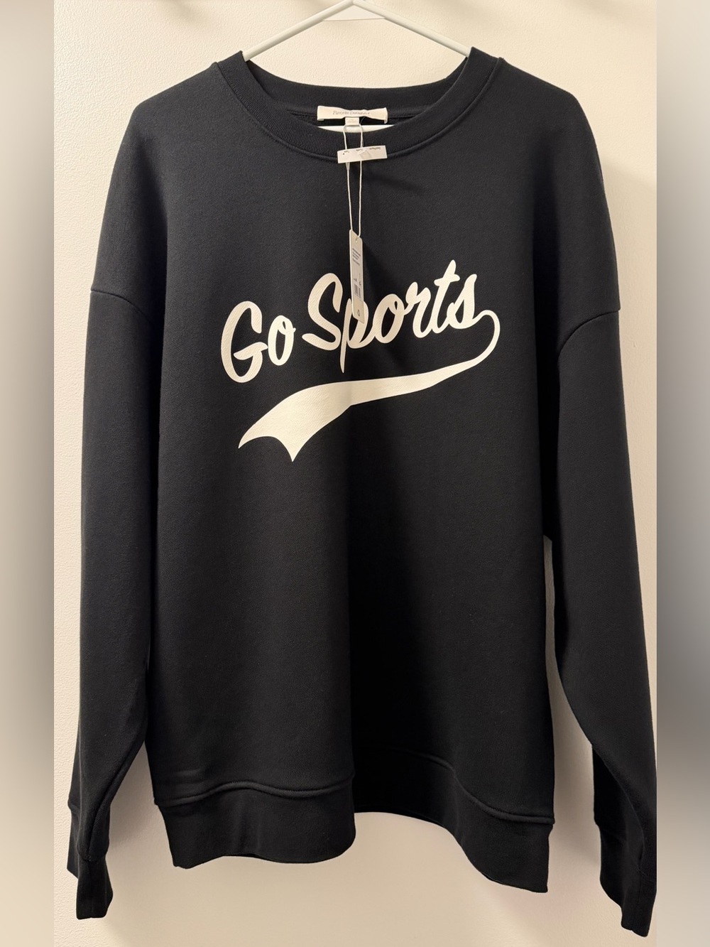 NWT Favorite Daughter Go Sports Oversized Crewneck Sweatshirt Black Size M